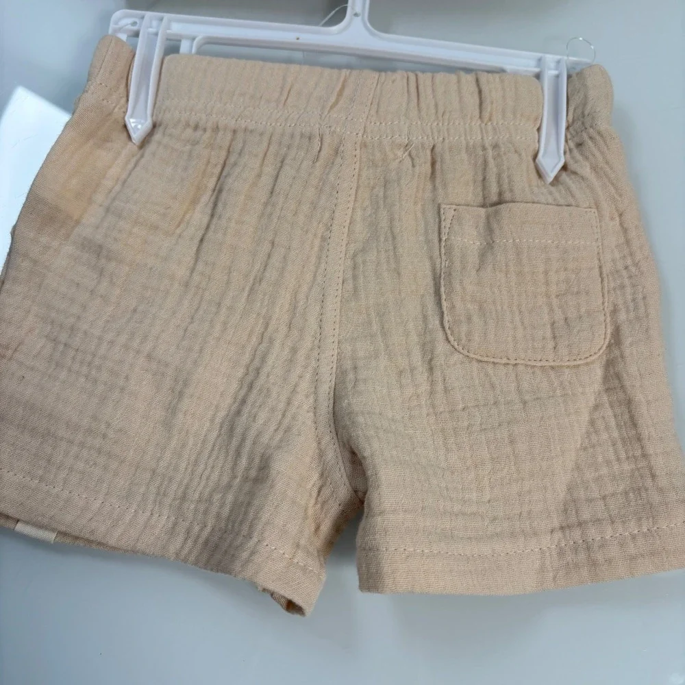 Rabbit + Bear Kids 6-9M Beige Short Set NEW Organic Cotton Gauze Surf Van Beach